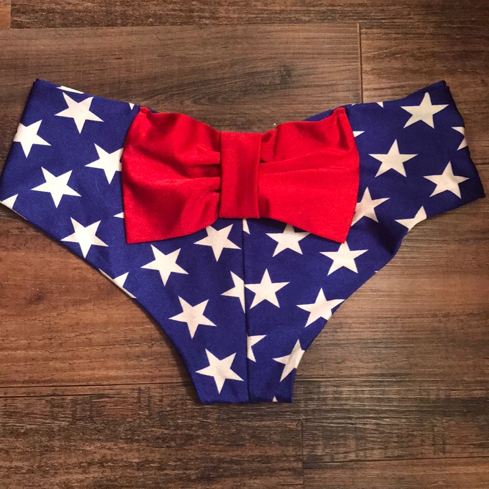 Patriotic Bow Cheeky Swim Bikini Bottoms